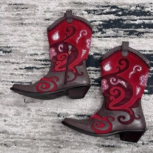 Oilily Multi Color Pointy Toe Western Cowgirl Rodeo Boot Little‎ Girls SZ EUR 34